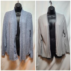 Women's Open Front Cardigan Sweater - Blue and Gray